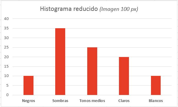 Histograma reducido de una fotografía sencilla