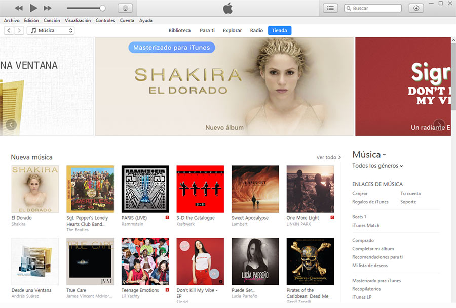 Dejar reseña en iTunes, interfaz general de iTunes