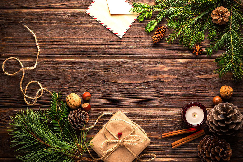 Fotografía de Navidad, ejemplo de bodegón, vista cenital