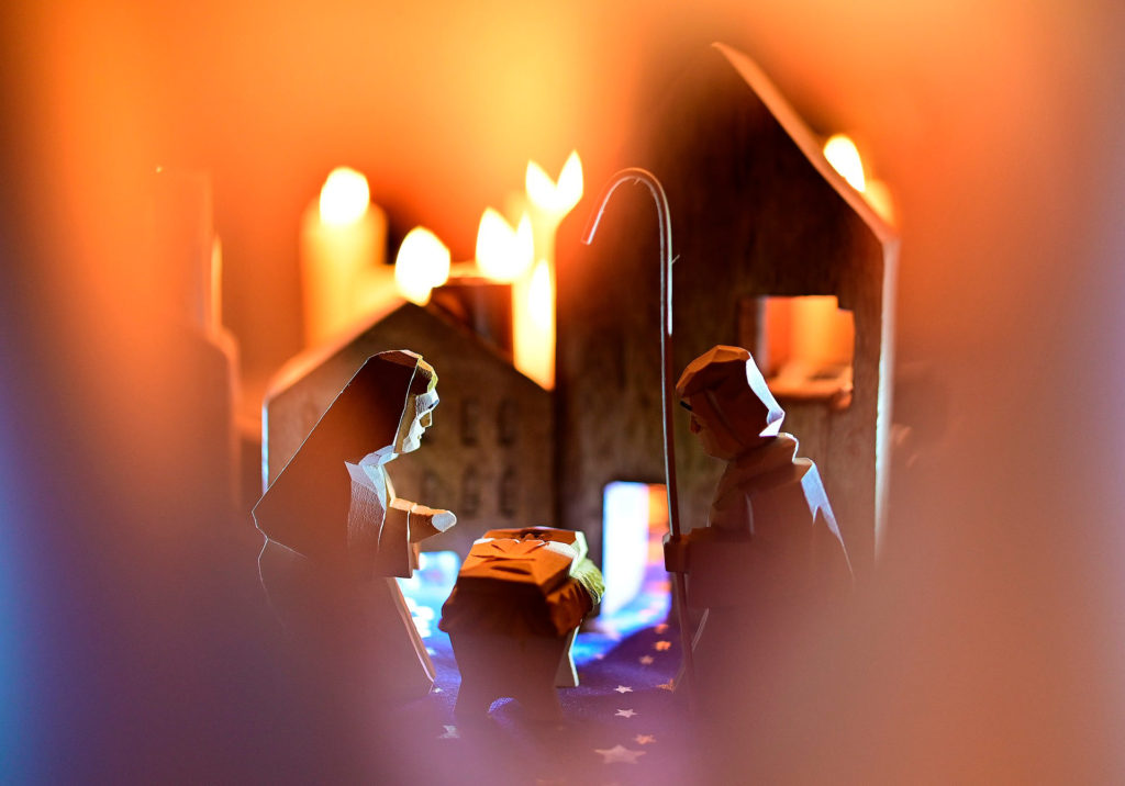 Fotografía de detalle del belén navideño